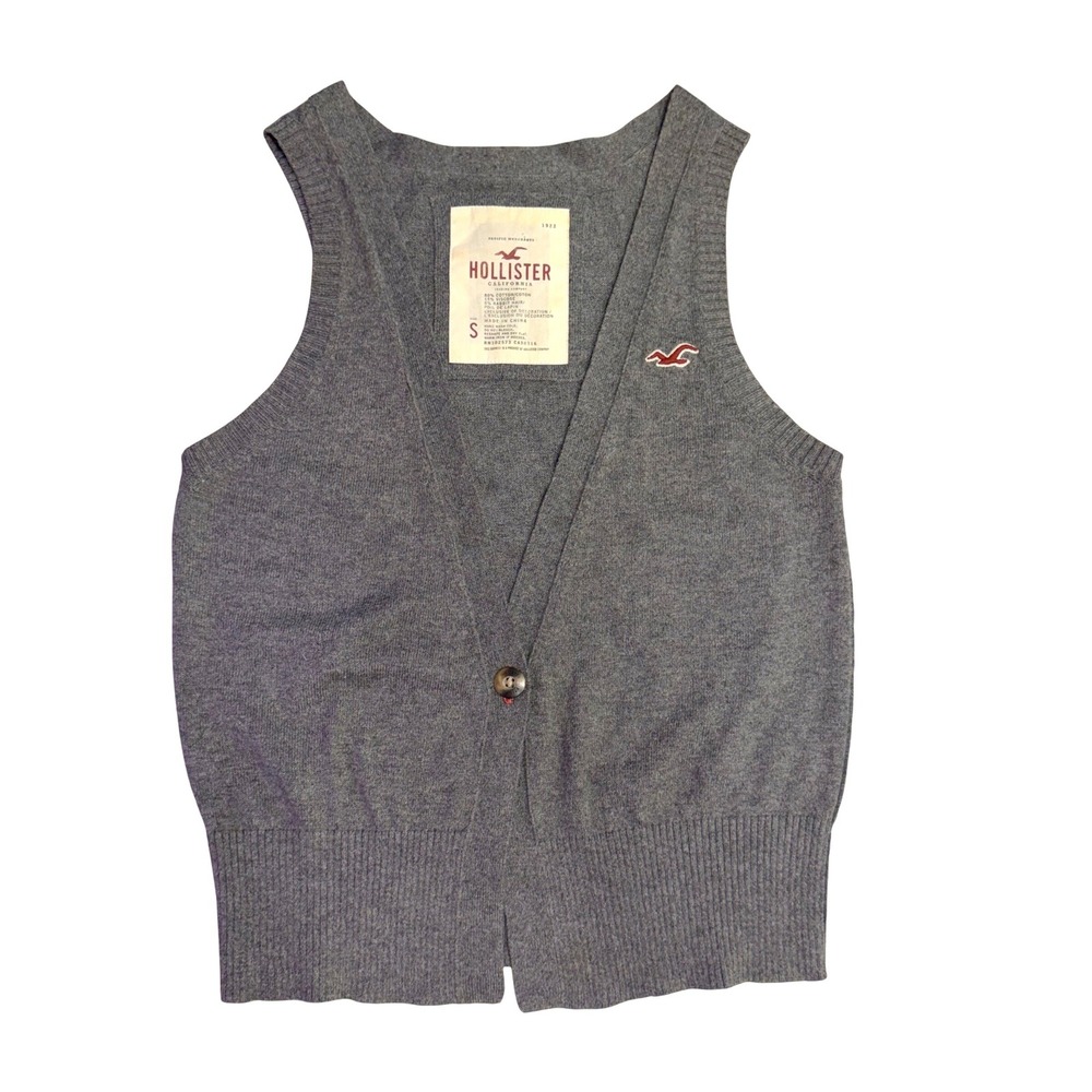 Vintage Y2K Hollister Sweater Vest Cardigan Rabbit Hair Blend Preppy Academia S